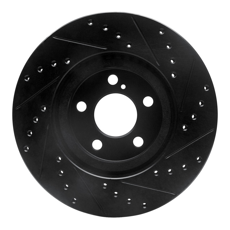 Chrysler PT Cruiser Brake Rotor (1) - Front Left - R1 Concepts - Drilled & Slotted - Black - `01-`10